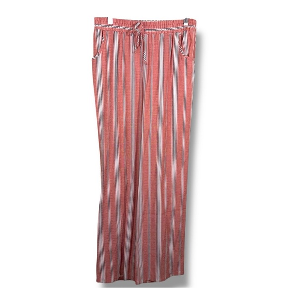 JUNIORS XL JOE BENBASSET STRIPED DRAWSTRING WIDE LEG PANTS RED WHITE BOHO - Picture 1 of 10
